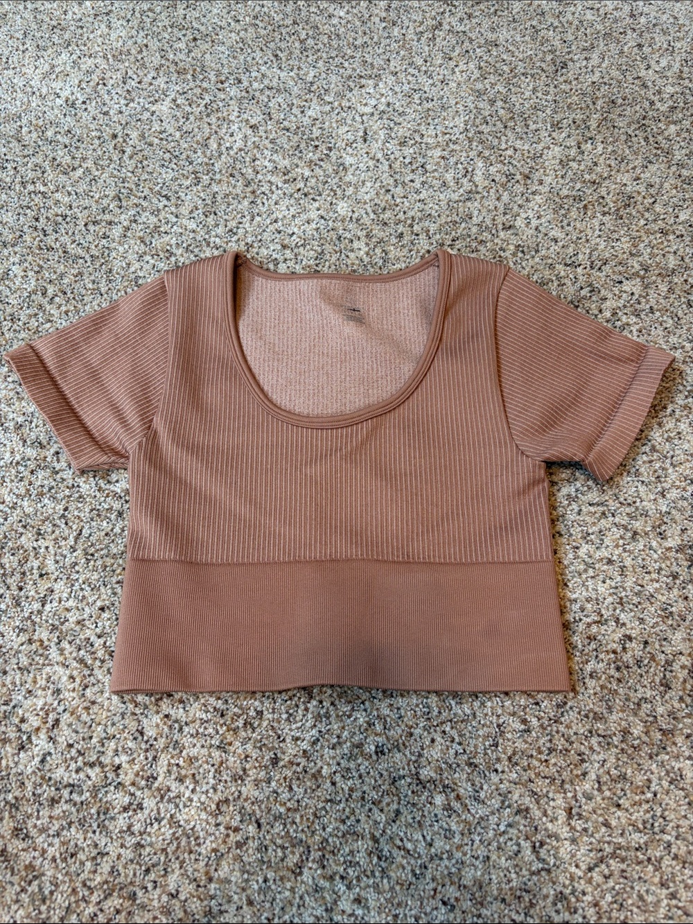 Brown Ribbed Women’s Offline by Aerie tight fitted cropped t-shirt